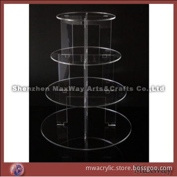 Transparent Round 4 Tiers Acrylic Wedding Cupcake Stand Display